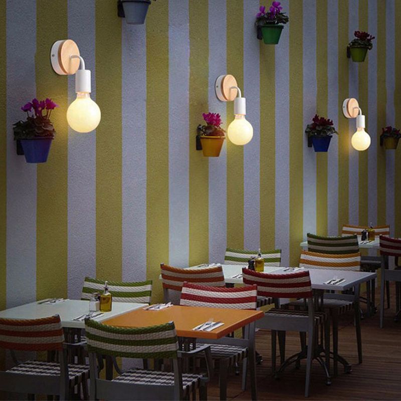 Contemporary Wood Wall Sconce Metal Linear Shape Wall Light for Bedroom