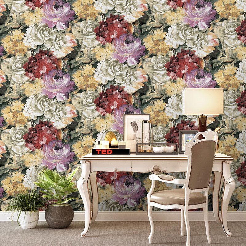 Blühende Blumenwandverkleidung für Gästezimmerdekoration in mehrfarbig, 33 Fuß x 20,5 Zoll