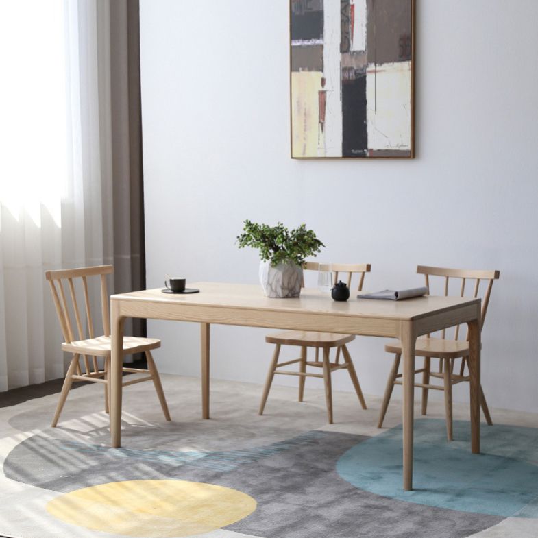 Medieval Modern Ash Wood Table for Restaurant Rectangle Table with 4 Legs