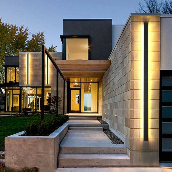 Modern Style Linear Wall Sconce Lights Metal 1 Light Wall Lighting Ideas in Black