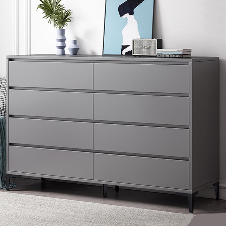 Contemporary Grey Rectangle Accent Chest with Drawers and Metal Legs