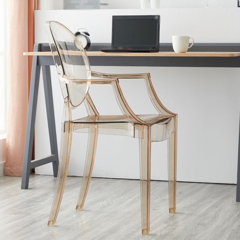 Chaise de salle à manger contemporaine en plastique, chaise latérale à dossier ouvert avec 4 pieds pour usage domestique