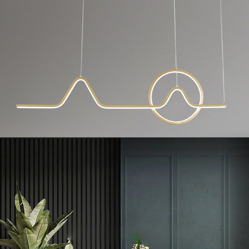 Artistic Sunrise Mountain Scenery Pendant Lighting Metal Dining Room LED Linear Island Light