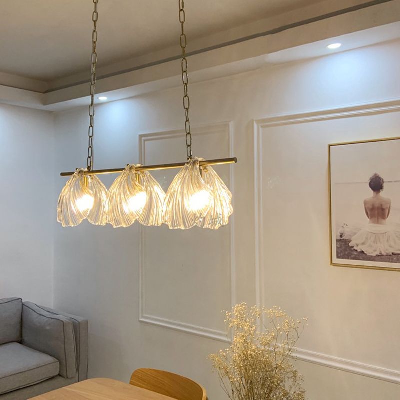 Modern Linear Hanging Pendant Lights Glass 3 Lights Island Light