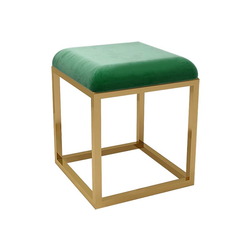 Contemporary Pouf Ottoman Fabric Solid Color Metal Frame Square Ottoman