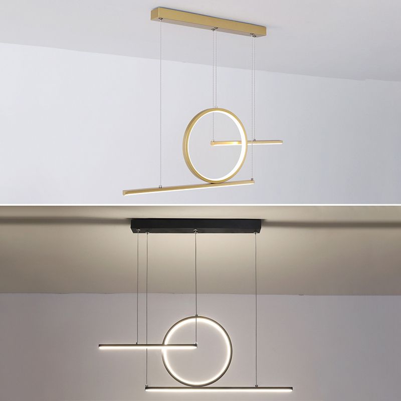 Modern Minimalist Style Linear Island Light Fixture Metal Pendant Light