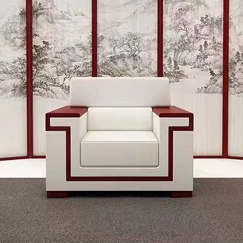White Contemporary Sectional Square Arm Standard Sofa for Living Room, Apartment
