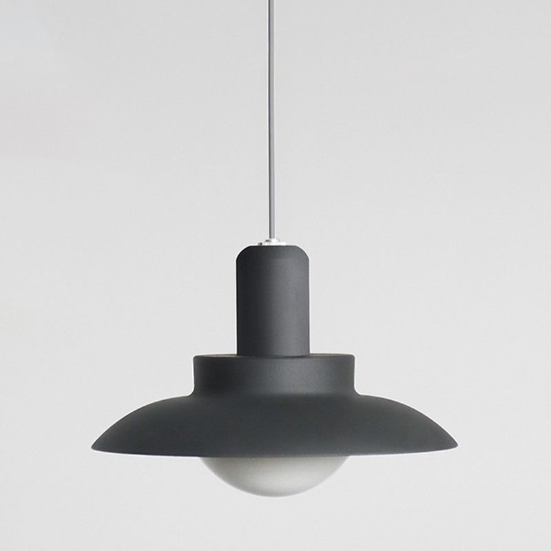 Flat Hanging Light Modernist Metal 1 Head Grey Suspended Lighting Fixture in Warm/White Light