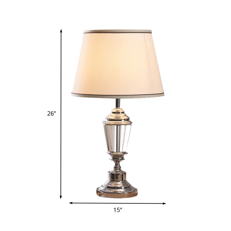Lampada da comodino bianca a 1 testa con luce da scrivania ampia e modernista, con base metallica