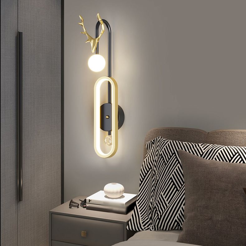 Nordic Metal Wall Light Geometric Antlers Shape 2 Lights Wall Sconce for Bedroom