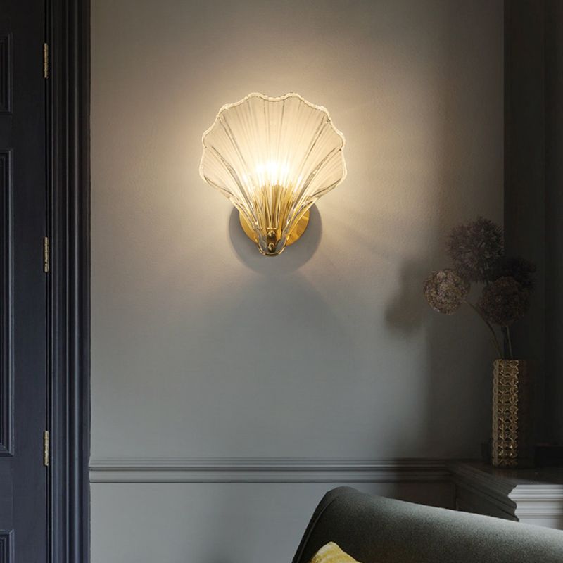 Single Golden Contemporary Glass Unique Shaded Bathroom Vanity Light