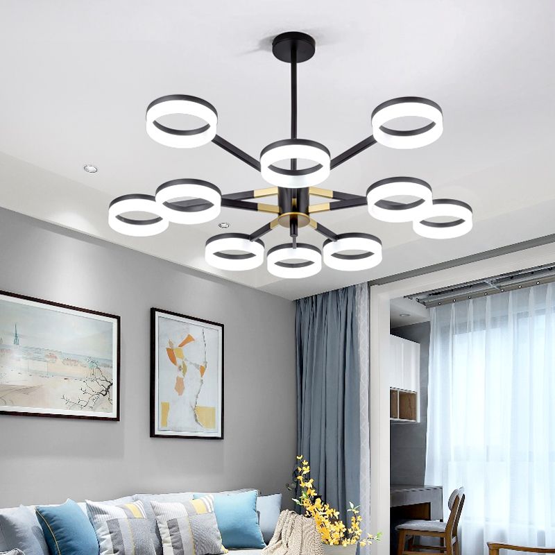 Modern Chandelier Lights Multiple Rings Pendant Lighting Fixtures Metal Chandelier