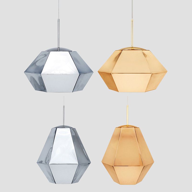 Minimalismo poliedra sombra diamante luz colgante de estilo acrílico colgante de iluminación acrílica para cafeterías restaurantes