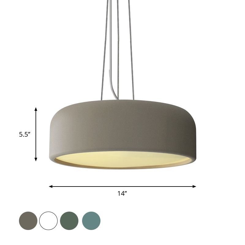 Aluminum Round Hanging Pendant Macaron Single-Bulb Green/Textured White/Blue Ceiling Suspension Lamp over Table