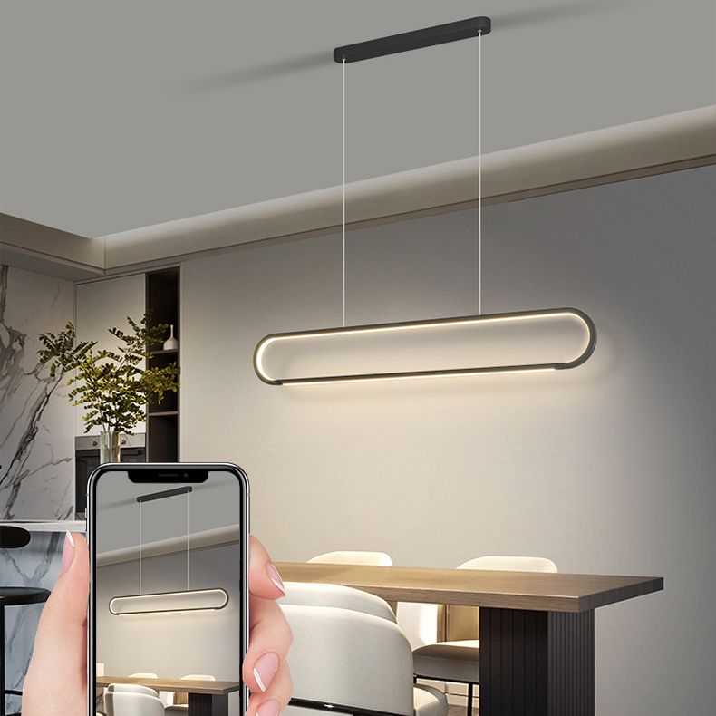 Linear Shape Island Pendants Contemporary Style Metal 2 Light Island Pendant Lights