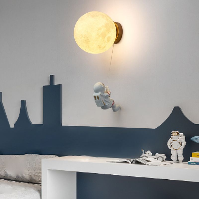 Kids Glass Wall Lamp Astronaut Wall Sconce Lighting for Nursery Room