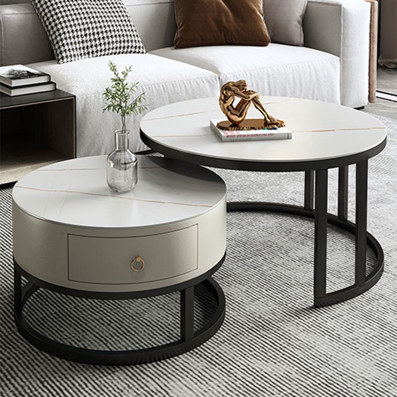 Rectangle Coffee Table Slate 2 Nesting Coffee Table Set for Living Room