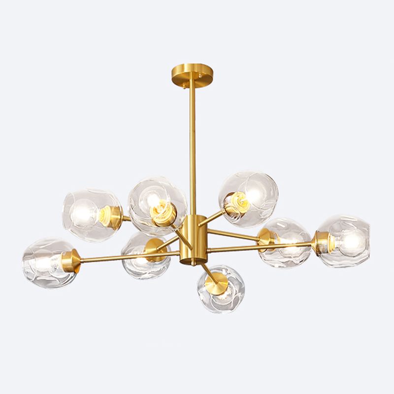 Gouden sputnik kroonluchter eenvoud helder glazen schaduwverlichting voor slaapkamer