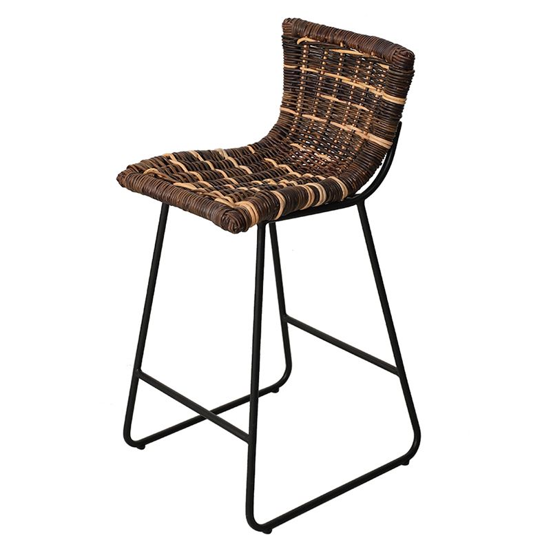 Industrial Low Back Indoor Armless Bar Stool with Metal Base