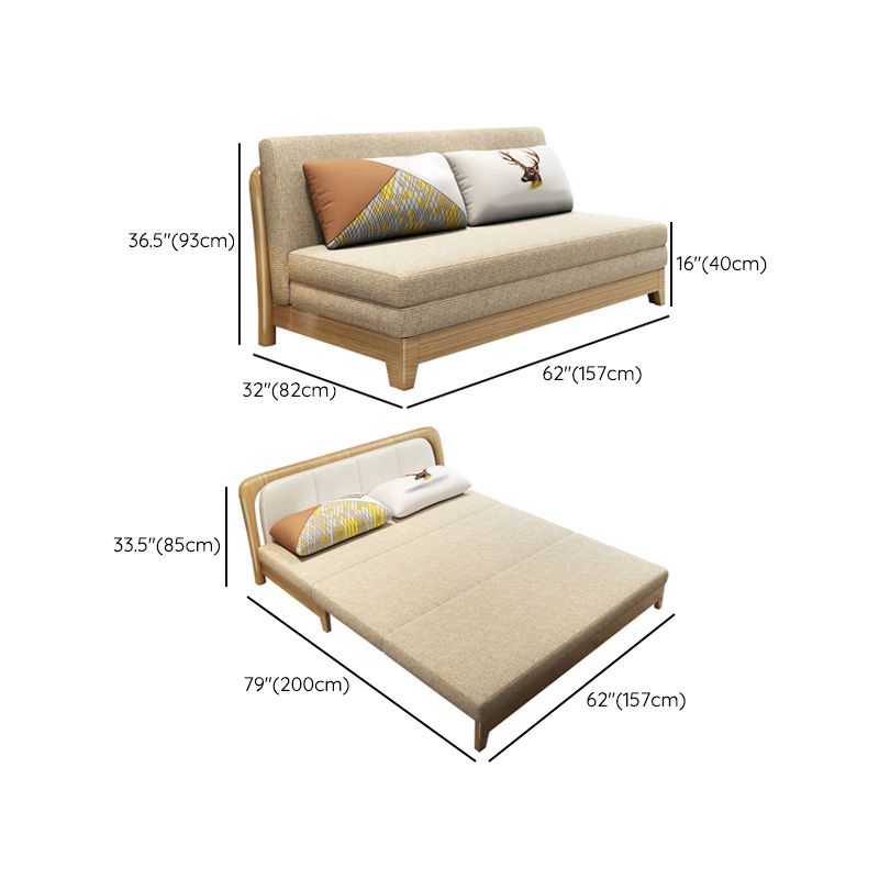 32" Wide Contemporary Sofa Futon Mustard Fabric Sleeper Sofa