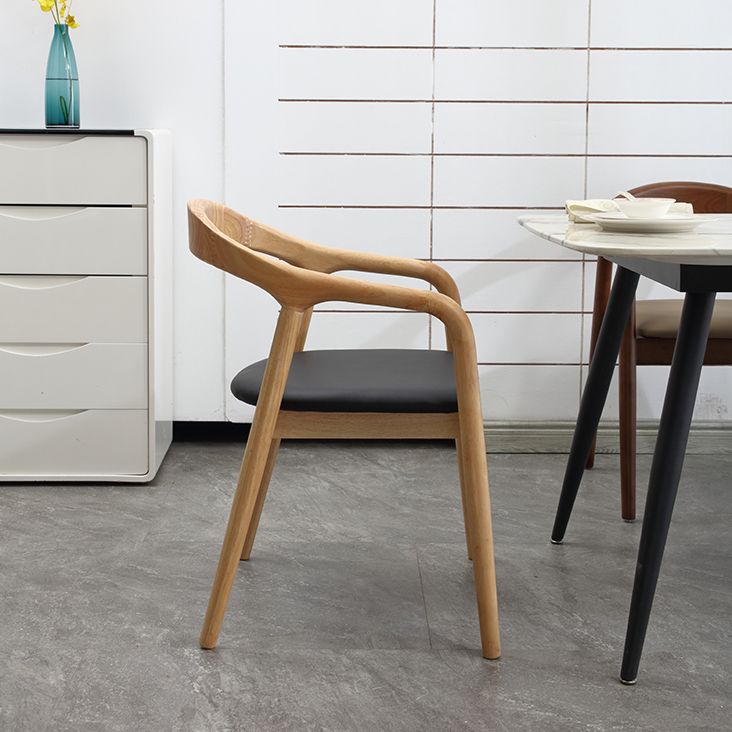 Chaise de salle à manger contemporaine en bois massif, chaise d'appoint à dossier ouvert pour la maison