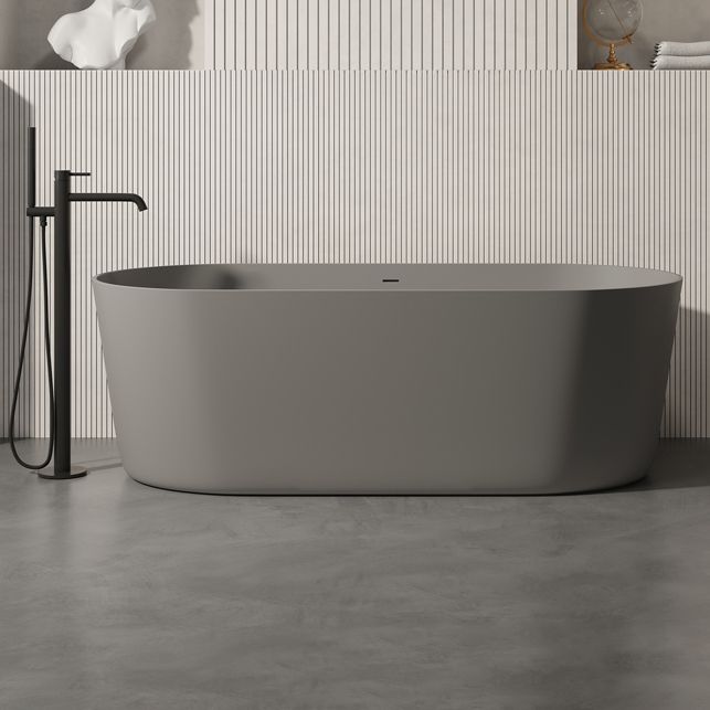Antique Finish Oval Soaking Bathtub Back to Wall Modern Bath Tub