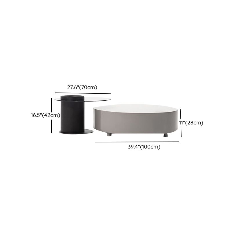 Modern Coffee Table Round Nesting Coffee Table with Storage Drawers