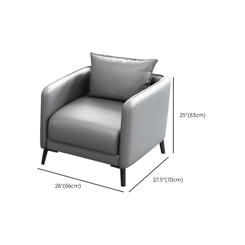 Leather Pillow Back Sofa Stationary Square Arm Seating for Living Room