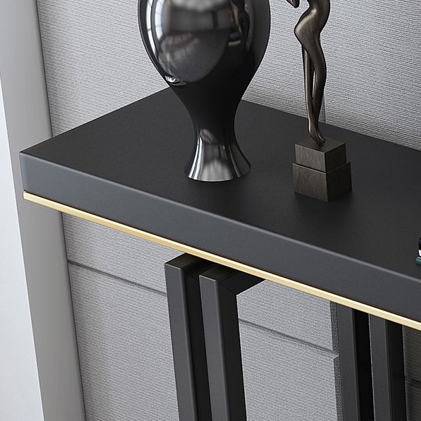 Modern Rectangular Console Table Stone Console Sofa Table in Black