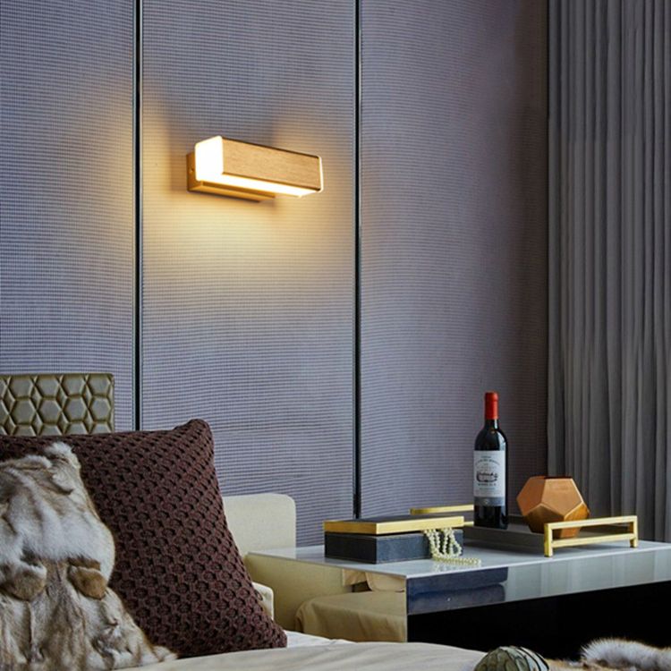 Modern Wood Wall Sconce Adjustable Rotatable LED Light Room Indoor Foyer Lighting