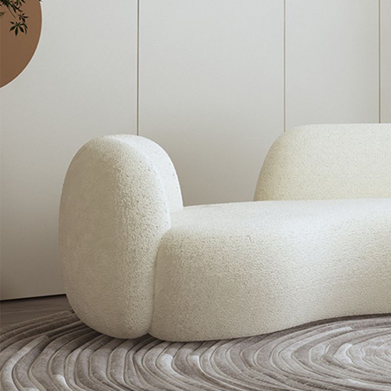 28.35" High Curved Tuxedo Arm Sofa Modern Style White Wool Seating
