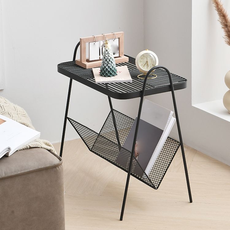 23.22" Tall Rectangle Top Side Table Iron Sled Base End Table