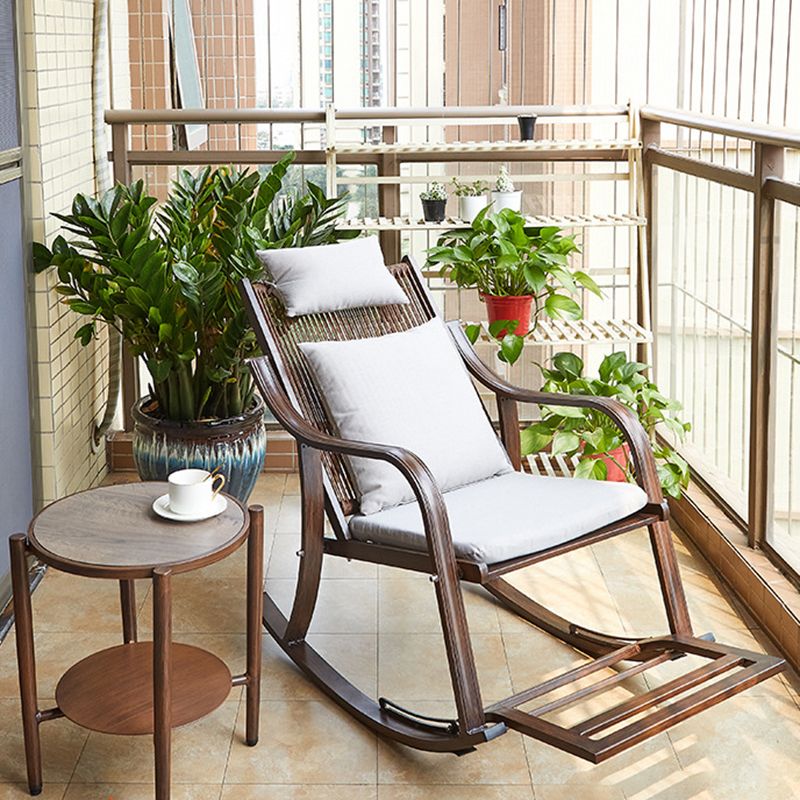 Wicker Modern Rocking Accent Chair Ergonomic Spindle Rocker Chair for Outdoor