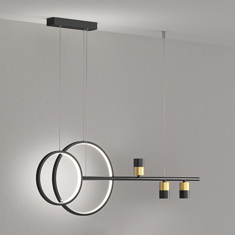Black and Gold LED Island Pendant Light in Modern Creative Style Wrought Iron Linear Hanging Light with Acrylic Shade