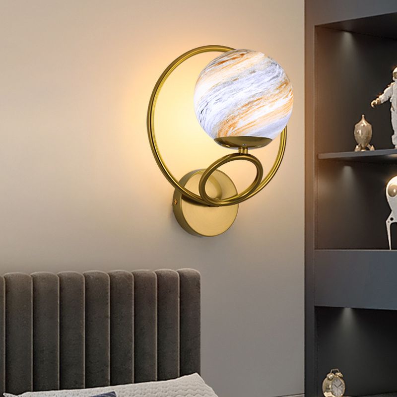 Contemporary Wall Sconce Globe Glass Wall Light Fixture for Living Room