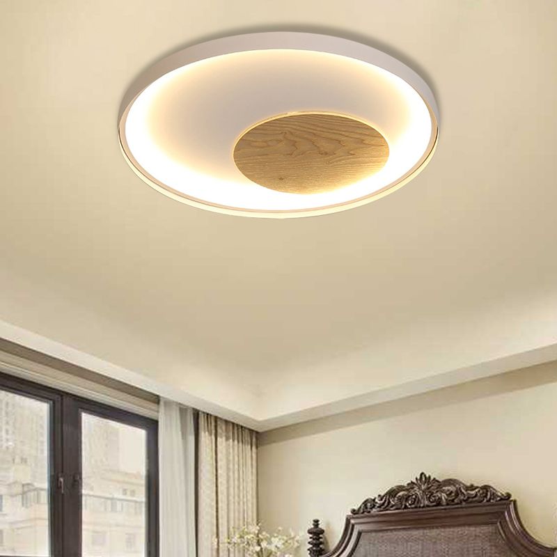 Disk Thin Hotel Plafondinbouw Acryl Nordic 12/16/19,5 Inch Brede LED-inbouwlamp in zwart/wit en hout