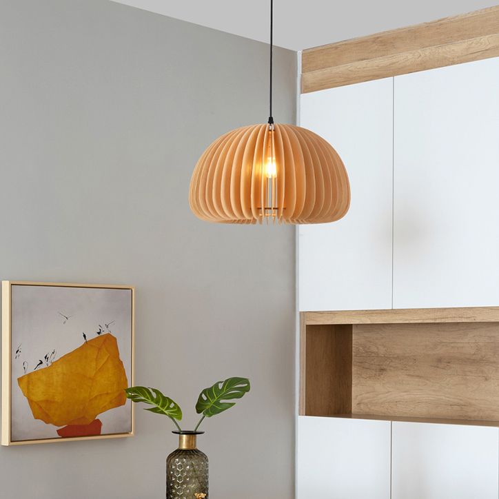 Massive Holzhängerlampe modern einfach einfach nach unten hängen hungehörig für Wohnzimmer Schlafzimmer