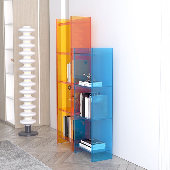 10"W Bookshelf Glam Style Closed Back Acrylic Bookcase for Office and Study Room