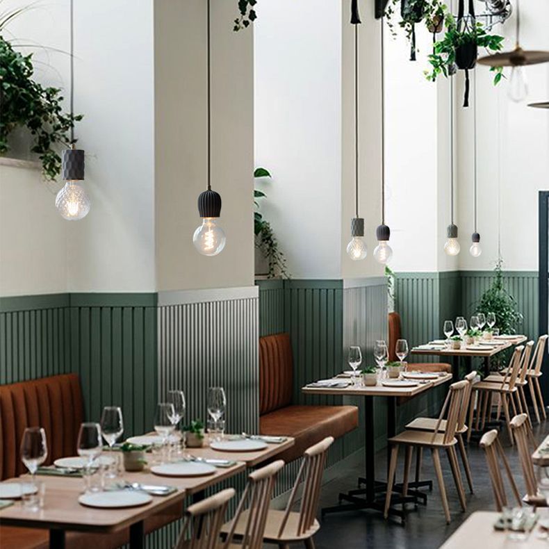 Mini-luminaire pendentif créatif nordique ciment monomoteur de bulbe bleu lumière suspendue pour le café