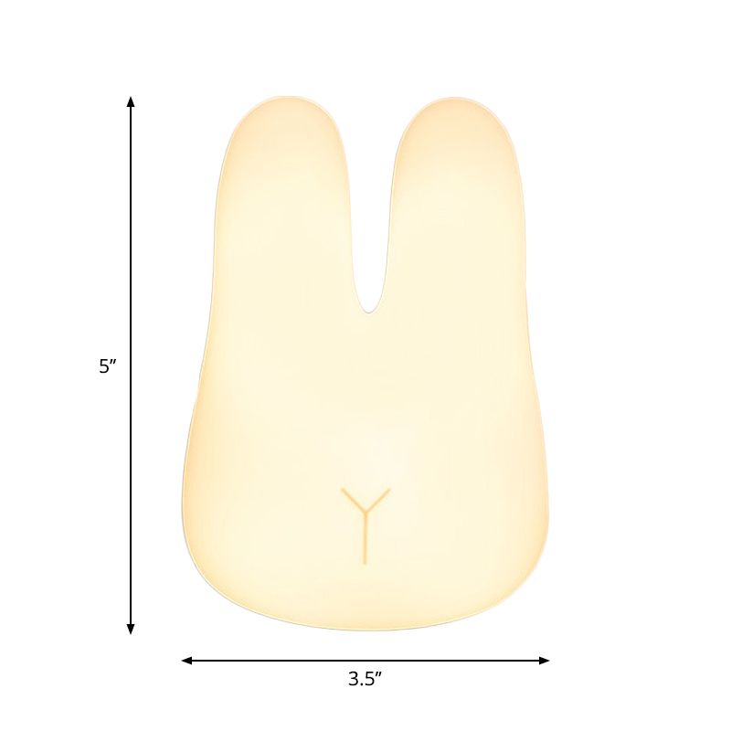 White Rabbit Small Night Lamp Cartoon Plastic Plug-in LED Wall Lighting for Nursery