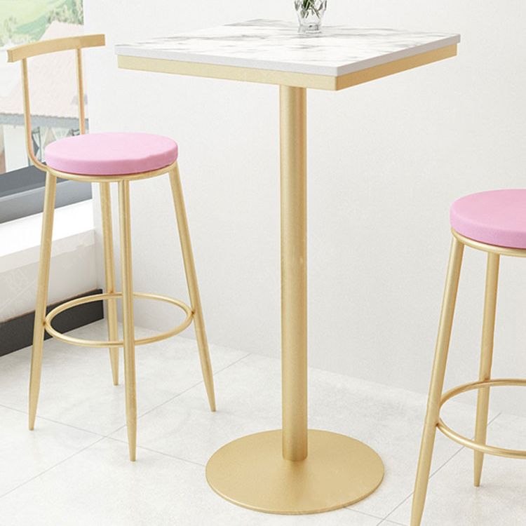 Stone Bar Dining Table Glam Round Bar Table with Pedestal for Dining Room