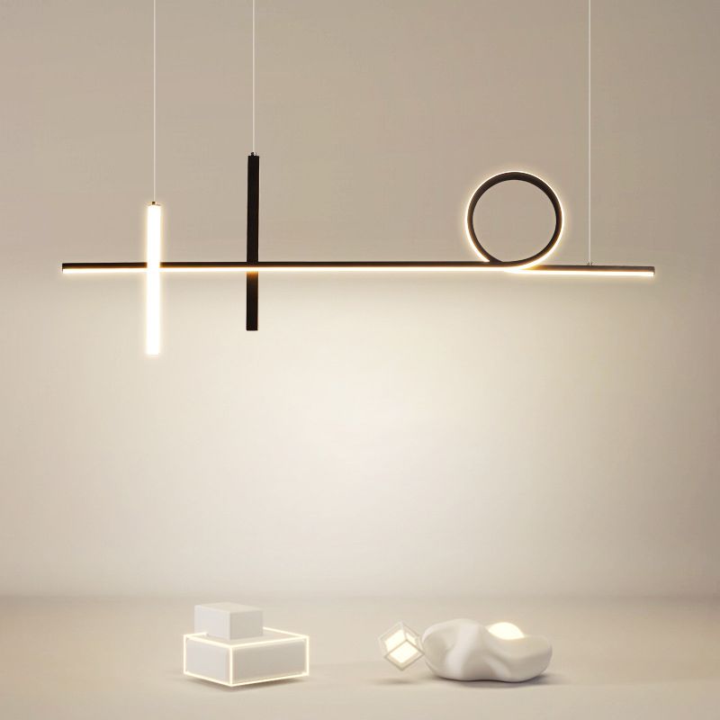 Simplicity Contemporary Island Lights Acrylic Shade Geometry Hanging Light for Dining Room