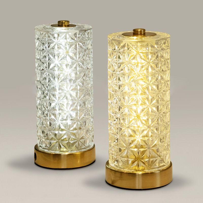 Lampada cilindrica di cristallo cilindrica Night Light Minimalist Gold Led Light per soggiorno