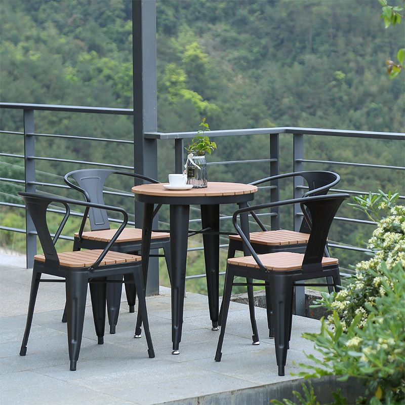 Industrial 1/3/4/5 Pieces Metal Dining Set Reclaimed Wood Dining Table Set for Outdoor