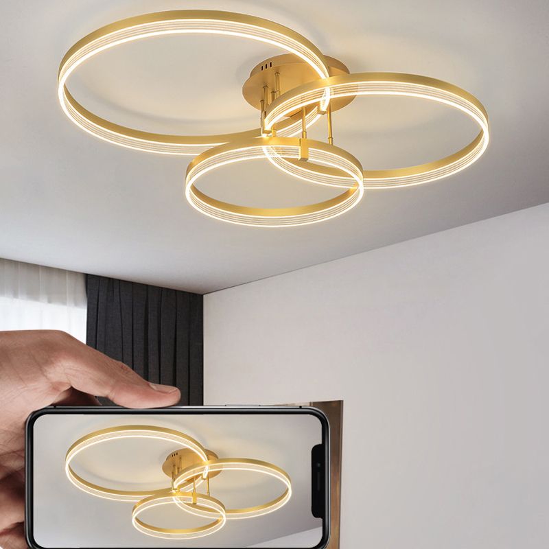 Geometric Flush Mount Light Fixture Modern Metal Flush Light in Gold