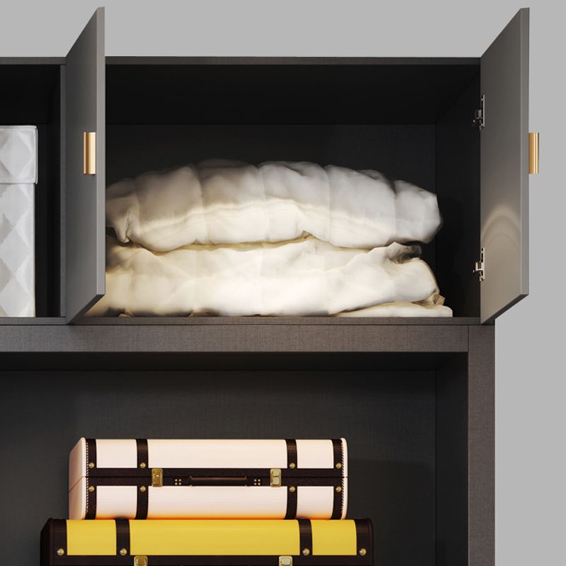 Grey Engineered Wood Wardrobe Cabinet Contemporary Wardrobe Closet