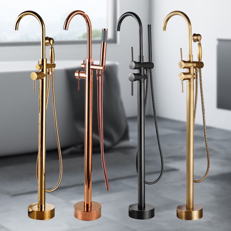 Floor Mounted Metal Freestanding Tub Filler One Hold Freestanding Tub Filler Trim