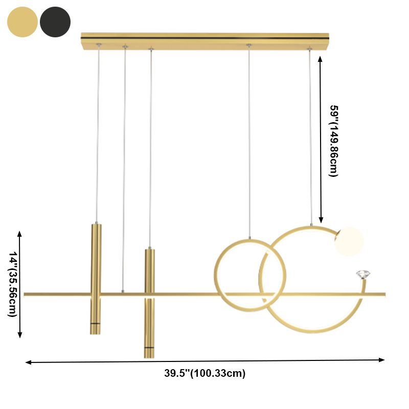 6-Light Linear Island Lighting Contemporary Metal Island Lights for Dining Room