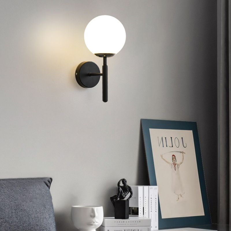 Contemporary Single Head Wall Sconce Glass Ball Shade Wall Mounted Light for Living Room