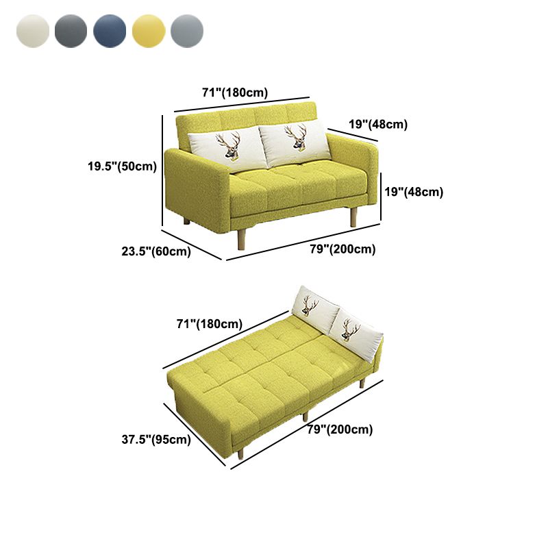 Contemporary Biscuit Back Standard Square Arm Fabric Stationary Sofa